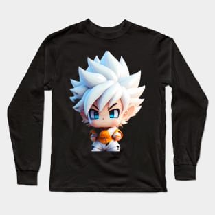 Ultra instinct white hair goku style martial artist miniature Long Sleeve T-Shirt